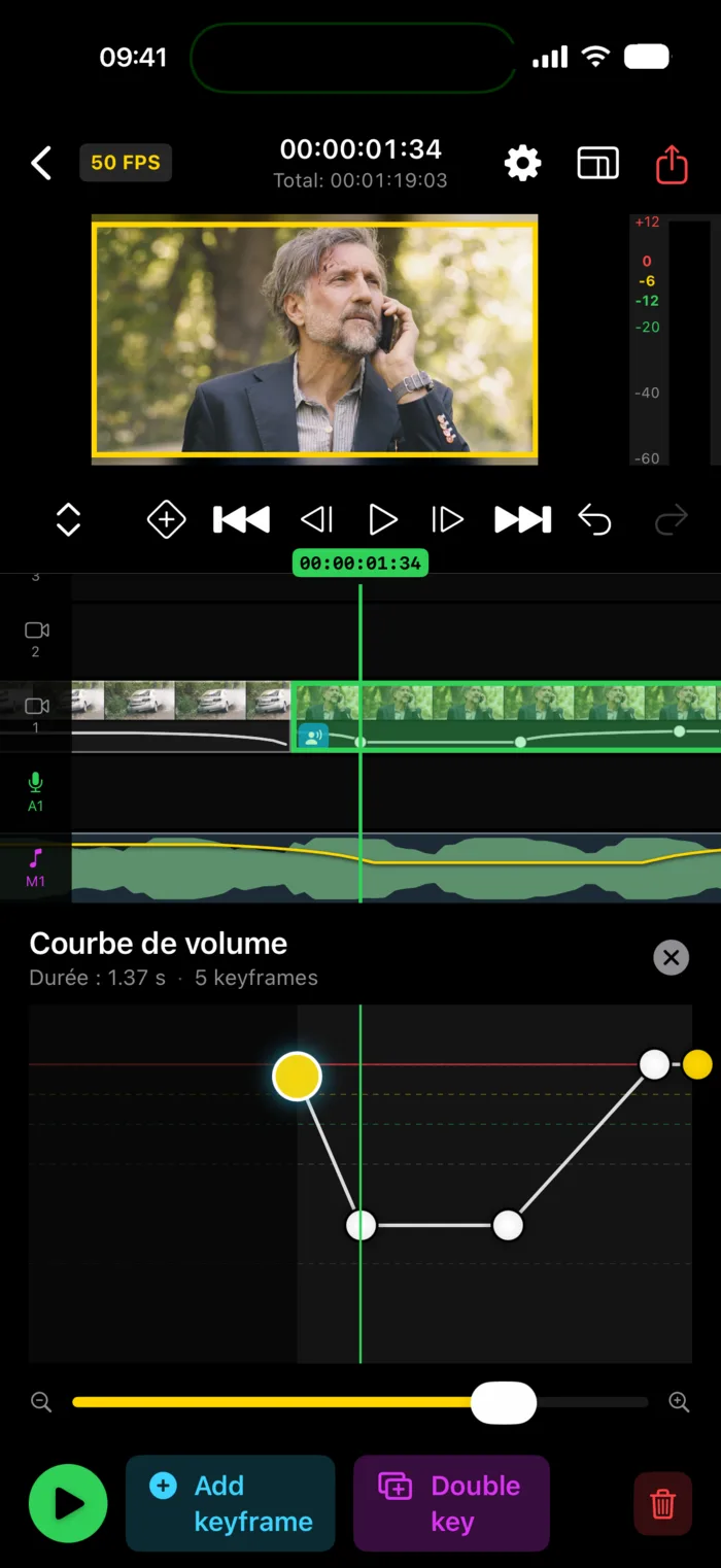 Courbes de volume à keyframes